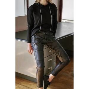 NEW RAFFAELLO ROSSI women's candy vegan leather pants in dark olive